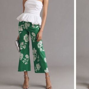 Maeve Emerald Floral Wide Leg Pants